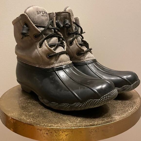 Saltwater Sperry Core Leather Womens Boots | Gray 6.5 Leather Rain Shoe STS81732 - Picture 2 of 9